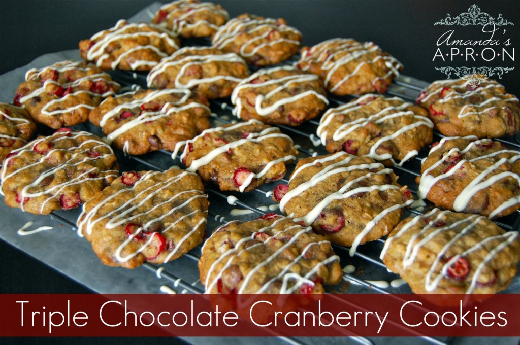 Triple Chocolate Cranberry Cookie Recipe by Amanda's Apron