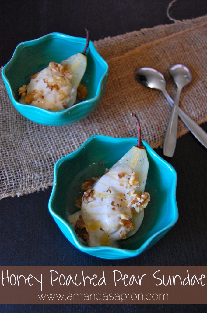 Honey Poached Pear Sundae Recipe from Amanda's Apron | Clean Eating