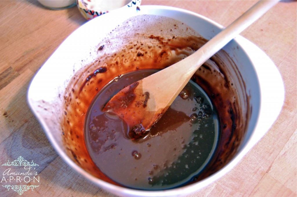Stir to melt chocolate for frozen hot chocolate | Amanda's Apron